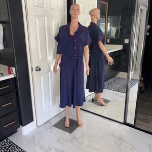 Vintage 1950s Rock N Romance Blue Midi Dress with bolero